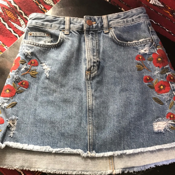 zara basic z1975 denim skirt